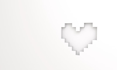 3D render pixel heart background wallpaper