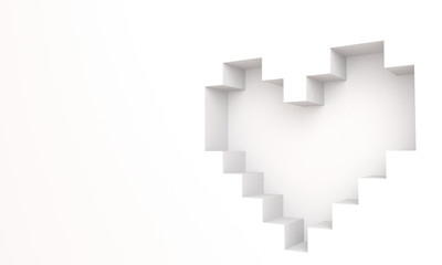 3D render pixel heart background wallpaper