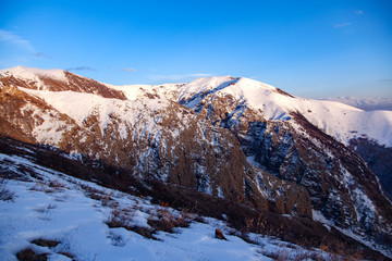 Fototapeta na wymiar snowy mountain in Armenia under sky