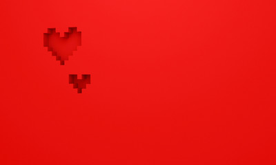 3D render pixel heart background wallpaper