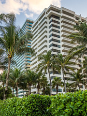 Fototapeta na wymiar Residential or hotel building at tropical resort