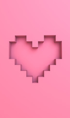 3D render pixel heart background wallpaper