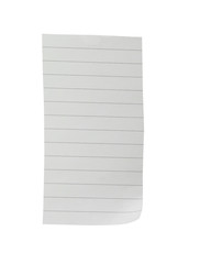Piece of blank notebook paper isolated on white. Space for design