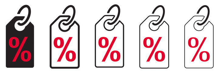 ICÔNE ÉTIQUETTE POURCENTAGE ROUGE © kazy