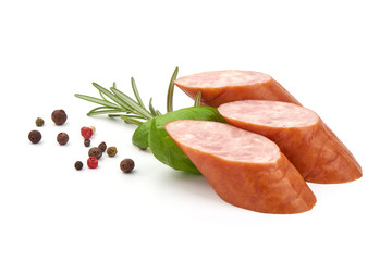 Turkey Smoked Sausage, isolated on white background