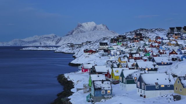 Timelapse of Nuuk city in winter, Greenland