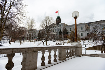 Mcgill University in the winter with snow covered campus 