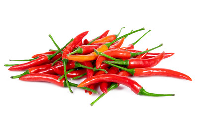 red chili peppers isolated on white background