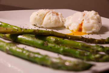 Dish of sparragus and egg