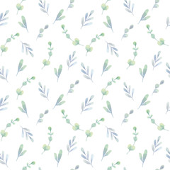 Watercolor pattern with leaves. Seamless pattern for wallpaper or fabric