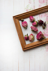 many pink roses on a white background for the holiday