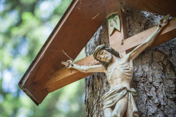 traditional wooden sculpture for a crucifix