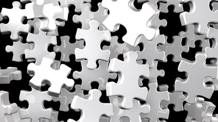 White Jigsaw Puzzle On Black Background