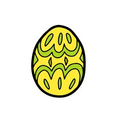 Easter hand drawn decorative ornate egg isolated on white background. Doodle cute vector