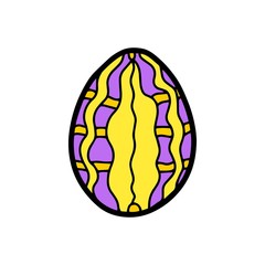 Easter hand drawn decorative ornate egg isolated on white background. Doodle cute vector