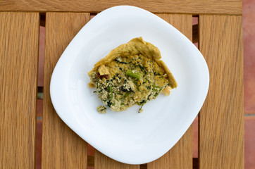 Vegan salty cake with tofu asparagus and other vegetables, Easy Quiche 