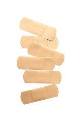 Medical sticking plasters isolated on white. First aid item