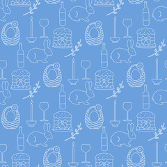 Vector seamless pattern Easter symbols Festive