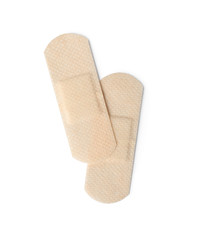 Medical sticking plasters isolated on white. First aid item