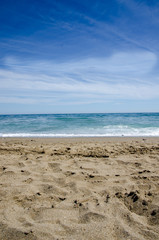 Spanish coast, sand and beautiful weather all year with clear blue sky. Romantic vacation and travel. Clean and neat beaches wonderful sea, marvelous nature paradise for holidaymakers in europe,