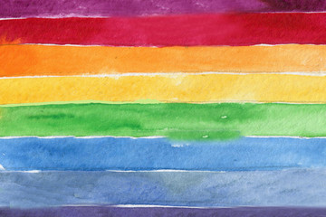 Striped hand drawn watercolor background. version. Bright colors. Wat