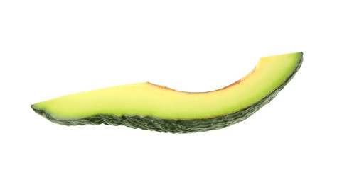 Slice of tasty ripe avocado isolated on white