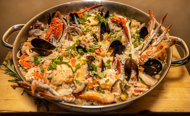 Paella with seafood