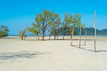 Low tide in the buffalo bay, in Thai called Ao Khao Kwai, a beautiful beach on the island of Ko Phayam in Thailand