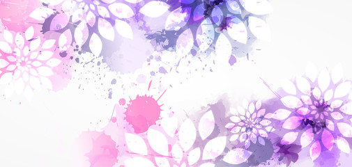 Fototapeta na wymiar Watercolor background with abstract flowers