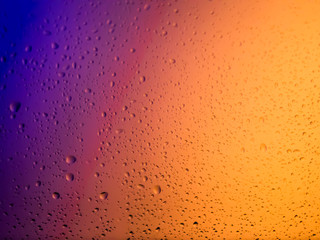 colorful water drops on glass background.water droplet.