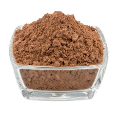 Cocoa powder in a Cup isolated on white