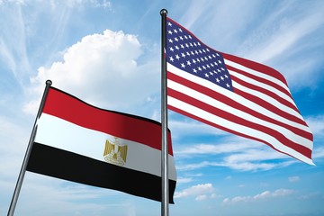 3D illustration of USA and Egypt flag