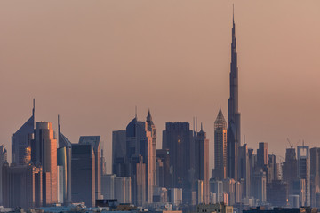 view of Dubai downtown with Burj Khalifa