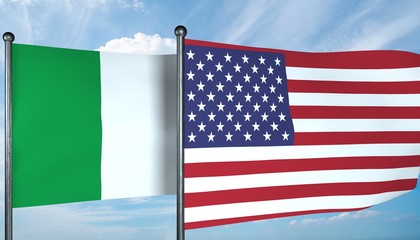 3D illustration of USA and Italy flag