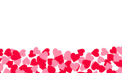Frame of falling red and pink hearts. Vector illustration