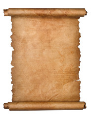 Old paper scroll isolated on a white background. Clipping path included.