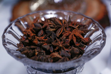 star anise in glass pot