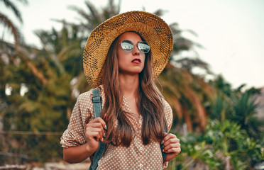 Young girl tourist travels