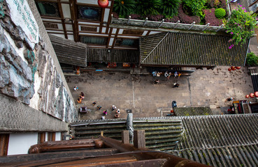 Hongya Cave interior old style walking area in Chongqing, China