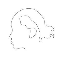  Portrait girl linear vector drawing. One line. Modern art.