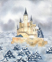 Fototapeta premium Winter ciew with a castle
