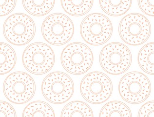 Outline Donuts seamless pattern. Sweet food repeat background. Vector illustration. - 314918140
