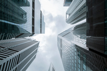 Fototapeta na wymiar View of modern business skyscrapers glass and sky view landscape of commercial building in central city