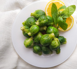fresh salad of brussel sprouts with olive oil