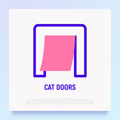 Door for pet thin line icon. Modern vector illustration for pet shop.