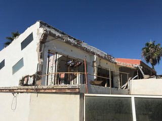 construction, concrete construction of the building under construction, safety railing on the edge of the floor, safety on the building