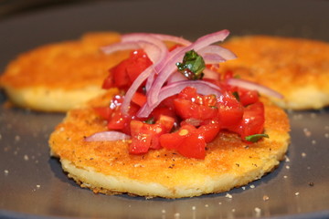 italian bruschetta with tomato and basil
