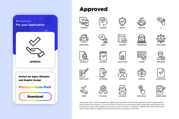 Approved thin line icons set: sync, idea, agreement, calendar date, employee, audit completed, document certified, profile, checklist, understanding. Modern vector illustration.