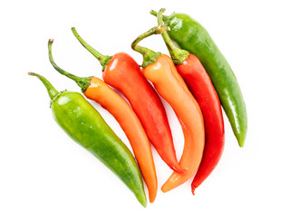 hot chilli peppers isolated on white background