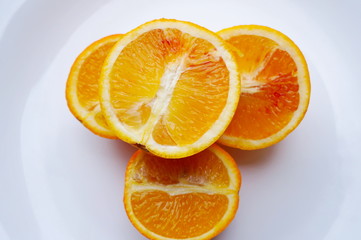 slices of orange isolated on white background